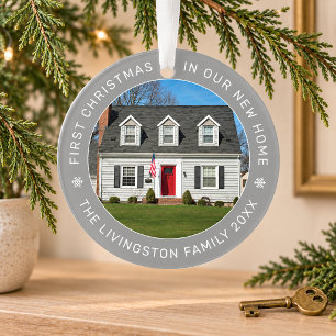 Soft Pewter Circle First Christmas New Home Ornament