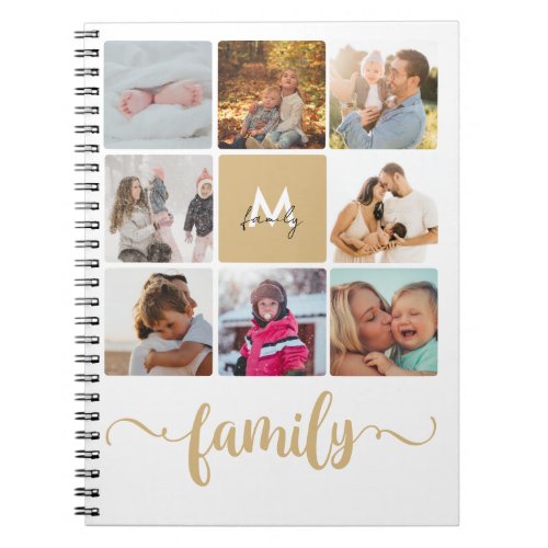 Soft Photo Collage Inspiring Family Diary Monogram Notebook