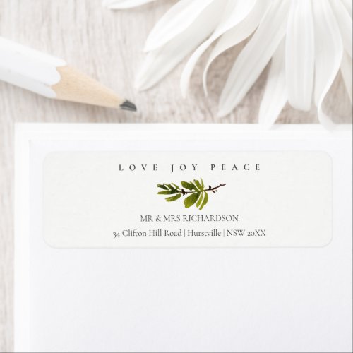 Soft Pine Branch Christmas Love Joy Peace Address Label