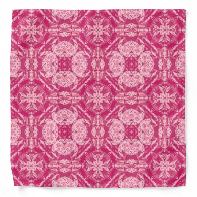 Soft Pink Abstract Floral Mandala Pattern  Bandana (Front)