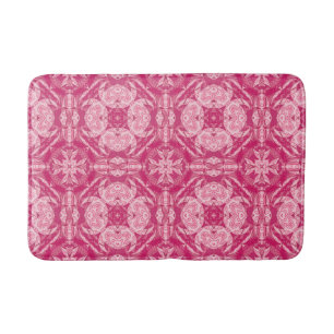 Soft Pink Abstract Floral Mandala Pattern Bath Mat
