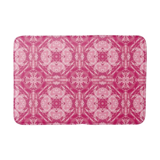 Soft Pink Abstract Floral Mandala Pattern  Bath Mat (Front)