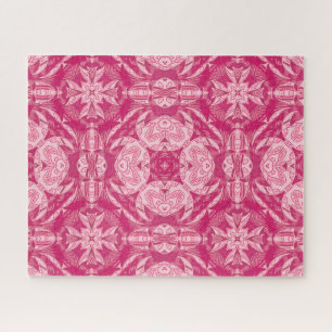 Soft Pink Abstract Floral Mandala Pattern Jigsaw Puzzle