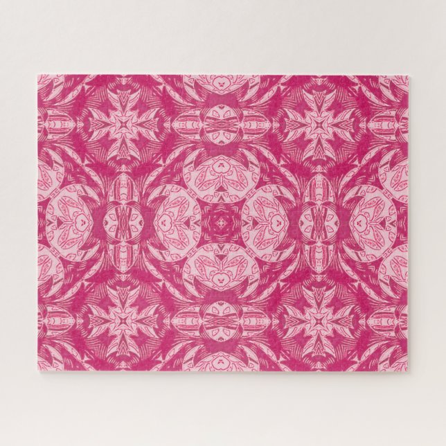 Soft Pink Abstract Floral Mandala Pattern Jigsaw Puzzle (Horizontal)