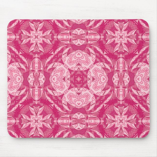 Soft Pink Abstract Floral Mandala Pattern  Mouse Pad (Front)