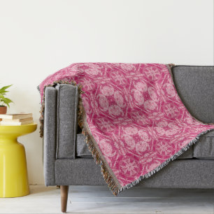 Soft Pink Abstract Floral Mandala Pattern Throw Blanket