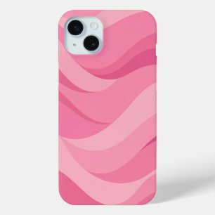 Soft Pink Abstract Waves Pattern iPhone 15 Plus Case