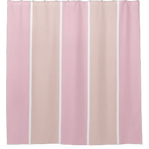Soft Pink and Beige Vertical Stripe Pattern Shower Curtain