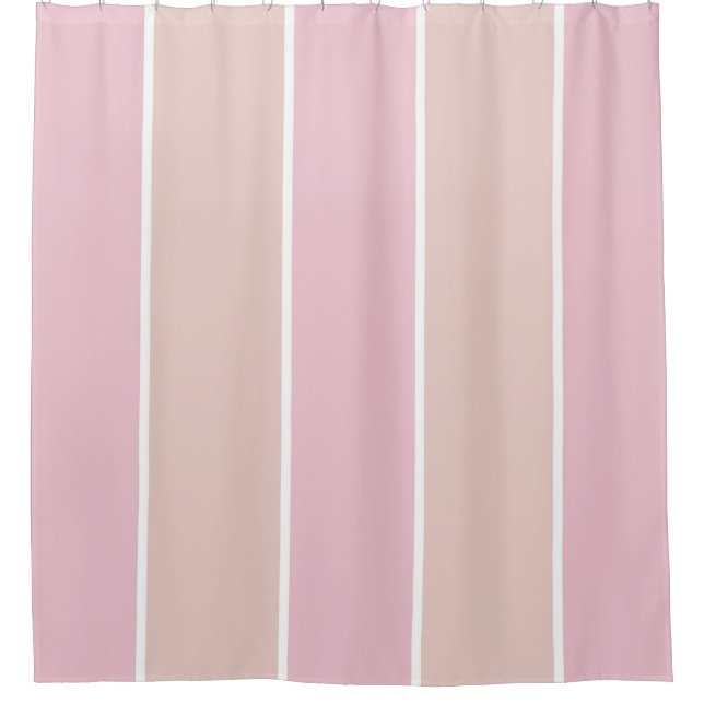 Soft Pink and Beige Vertical Stripe Pattern Shower Curtain (Front)