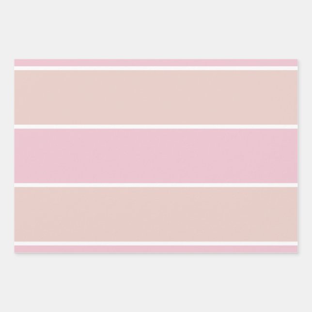 Soft Pink and Beige Vertical Stripe Pattern Wrapping Paper Sheets (Front)