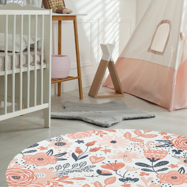 Soft Pink and Blue Boho Flowers Baby Nursery  Rug (Creator Uploaded)