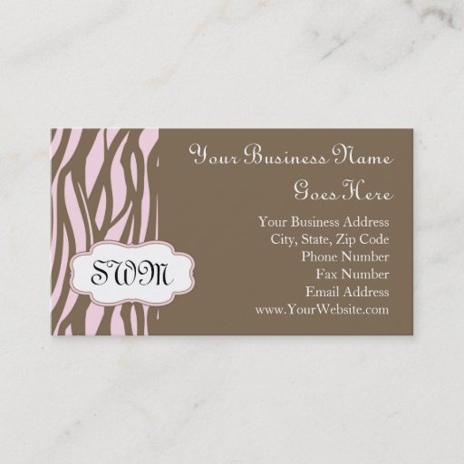 Customizable Soft Pink and Brown Monogram Frame Business Cards