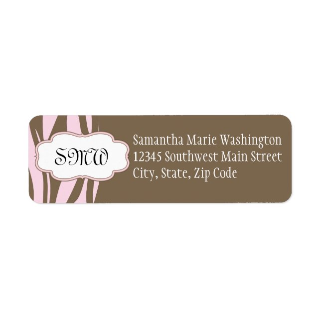 Soft Pink and Brown Monogram Frame Label (Front)