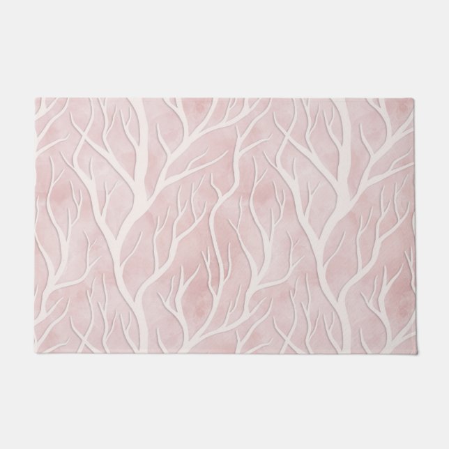 Soft Pink and Cream Tree Branches   Doormat (Front)