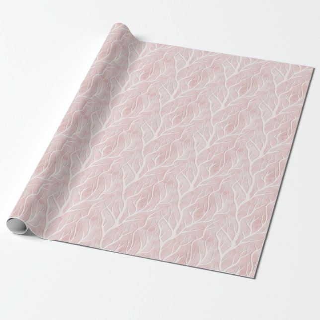 Soft Pink and Cream Tree Branches   Wrapping Paper (Unrolled)