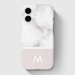 Soft Pink and Gold Marble Custom Initial iPhone 17 Case