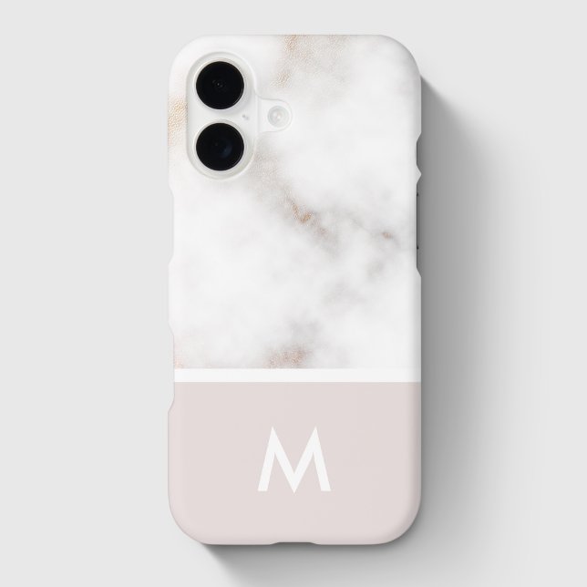 Soft Pink and Gold Marble Custom Initial Case-Mate iPhone Case (Creator Uploaded)