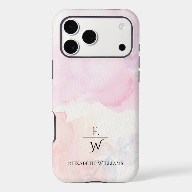 soft pink and gold marble glitter personalized  iPhone case (Back)