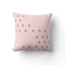 Soft Pink and Gold Star Monogram Nursery Pillow