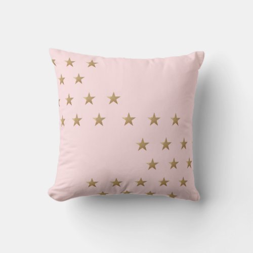 Soft Pink and Gold Star Monogram Nursery Pillow