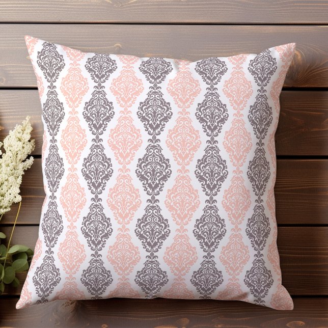 Soft Pink and Grey Throw Pillow (Creator Uploaded)