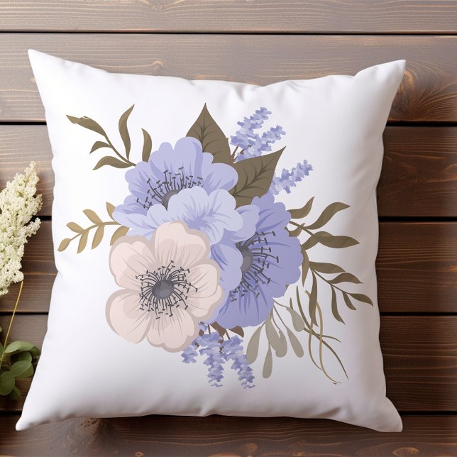 Soft Pink and Lavender Floral Throw Pillow (Creator Uploaded)