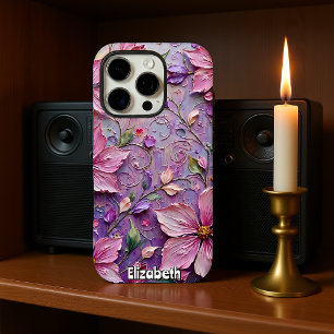 Soft Pink and Purple Floral Fantasy iPhone 16 Pro Case
