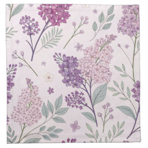 Soft Pink and Purple Lilac Floral Cloth Napkin