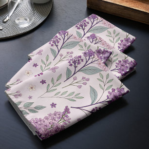 Soft Pink and Purple Lilac Floral Cloth Napkin
