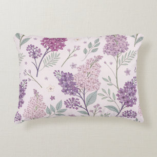 Soft Pink and Purple Lilac Floral Pattern Accent Pillow