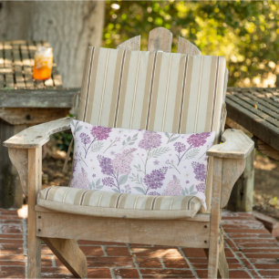 Soft Pink and Purple Lilac Floral Pattern Lumbar Pillow