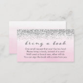 Soft Pink and Silver Baby Shower Book Request Card (Front/Back)