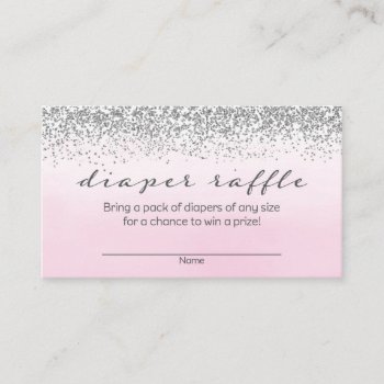 Soft Pink And Silver Baby Shower Diaper Raffle Enclosure Card by melanileestyle at Zazzle