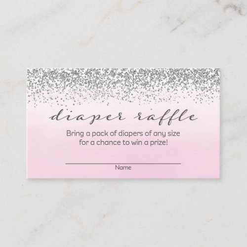 Soft Pink and Silver Baby Shower Diaper Raffle Enclosure Card