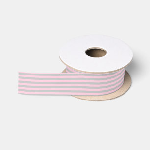 Soft Pink and Silver Stripes Satin Ribbon