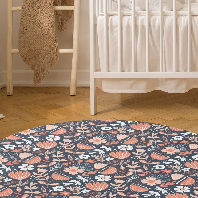 Soft Pink and White Boho Flowers Baby Nursery  Rug (Creator Uploaded)