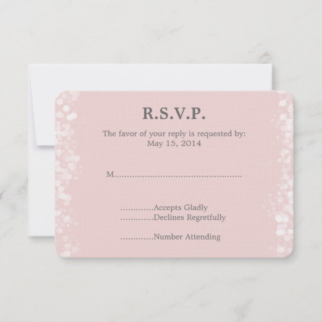 Soft Pink and White Bokeh Wedding RSVP (Front)
