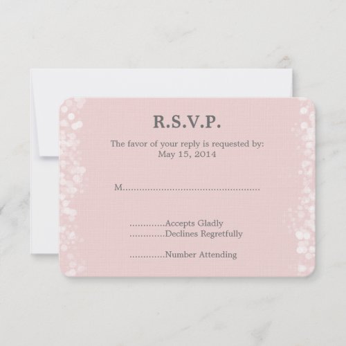 Soft Pink and White Bokeh Wedding RSVP