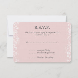 Soft Pink and White Bokeh Wedding RSVP Card