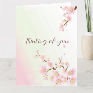 Soft Pink And White Cherry Blossom Thinking of You Thank You Card