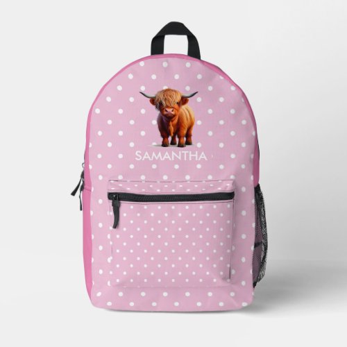 Soft Pink And White Cow Printed Backpack