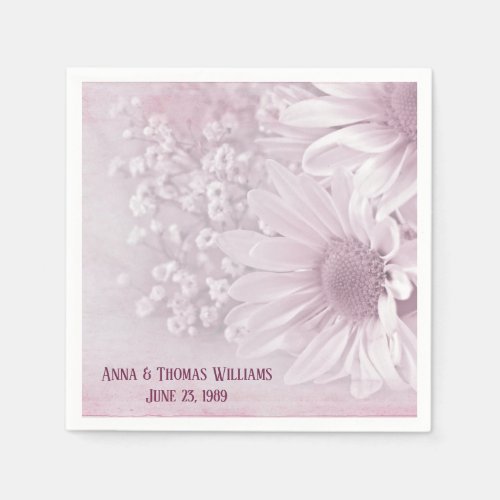 soft pink and white daisy flower paper napkins