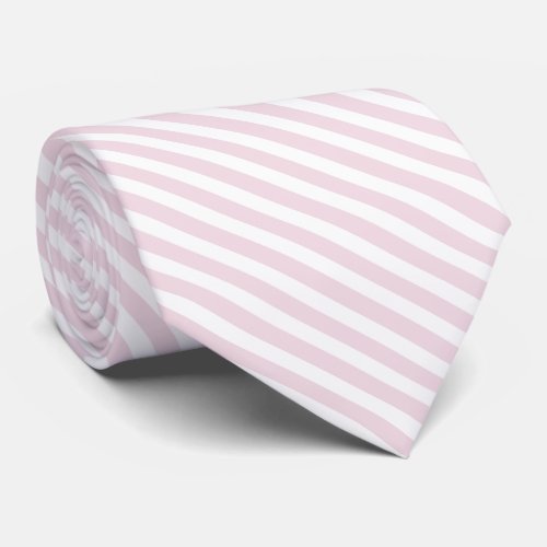 Soft Pink and White Diagonal Stripes Neck Tie