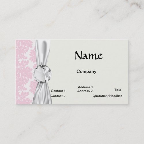 soft pink and white flourish damask pattern business cards