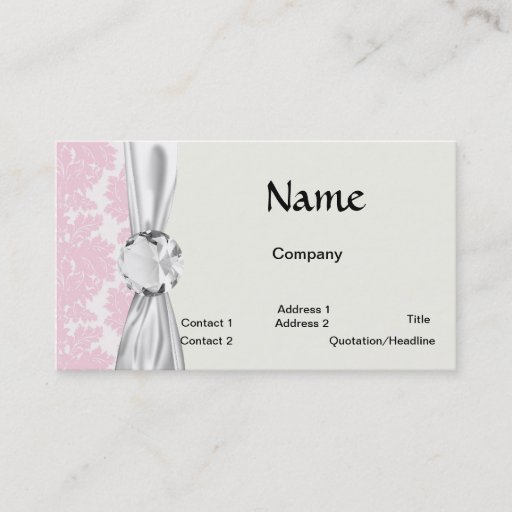 Customizable soft pink and white flourish damask pattern business cards