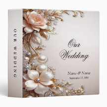 Soft Pink and White Flowers Album Binder