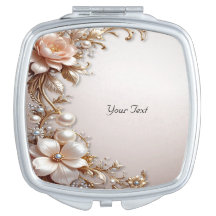 Soft Pink and White Flowers Compact Mirror