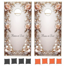 Soft Pink and White Flowers Cornhole Set