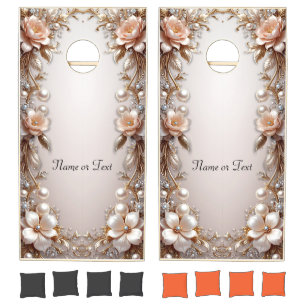 Soft Pink and White Flowers Cornhole Set