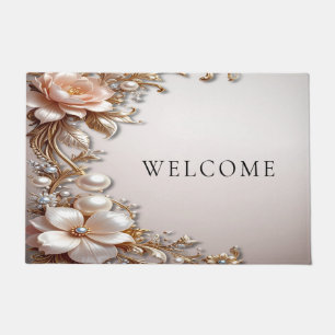 Soft Pink and White Flowers Doormat